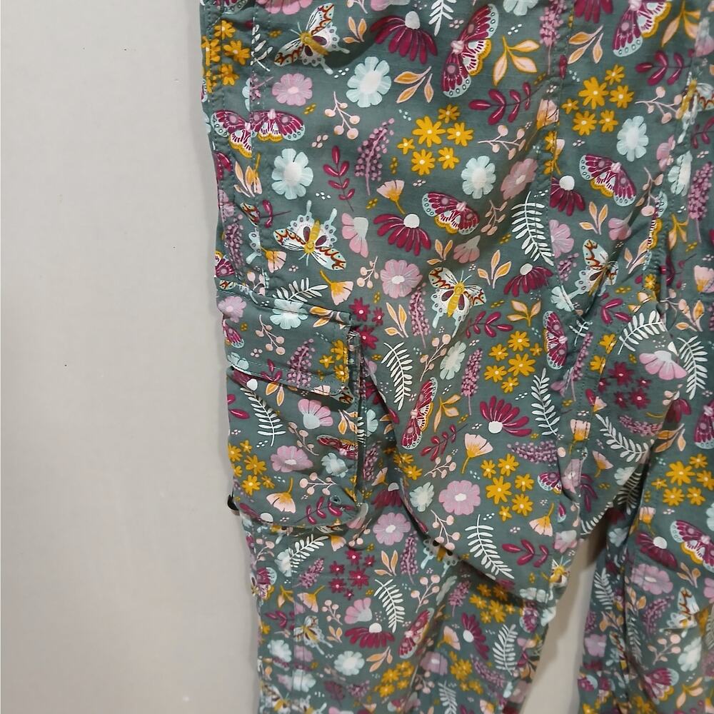 DULUTH TRADING Heirloom Gardening Bib Overalls XXS 31 NWT Fir Butterfly Floral - Picture 8 of 13